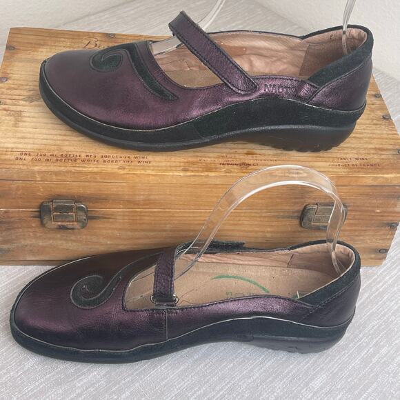 Naot Matai Mary Jane 37 EU Metallic Purple Leather Black Swirl Comfort Shoe US 6 - Picture 5 of 11